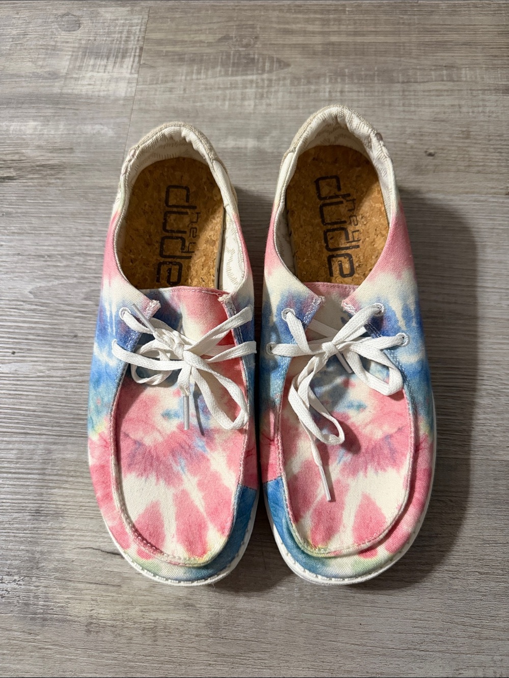 Women’s Tie-Dye Hey Dude shoes 💙🩷